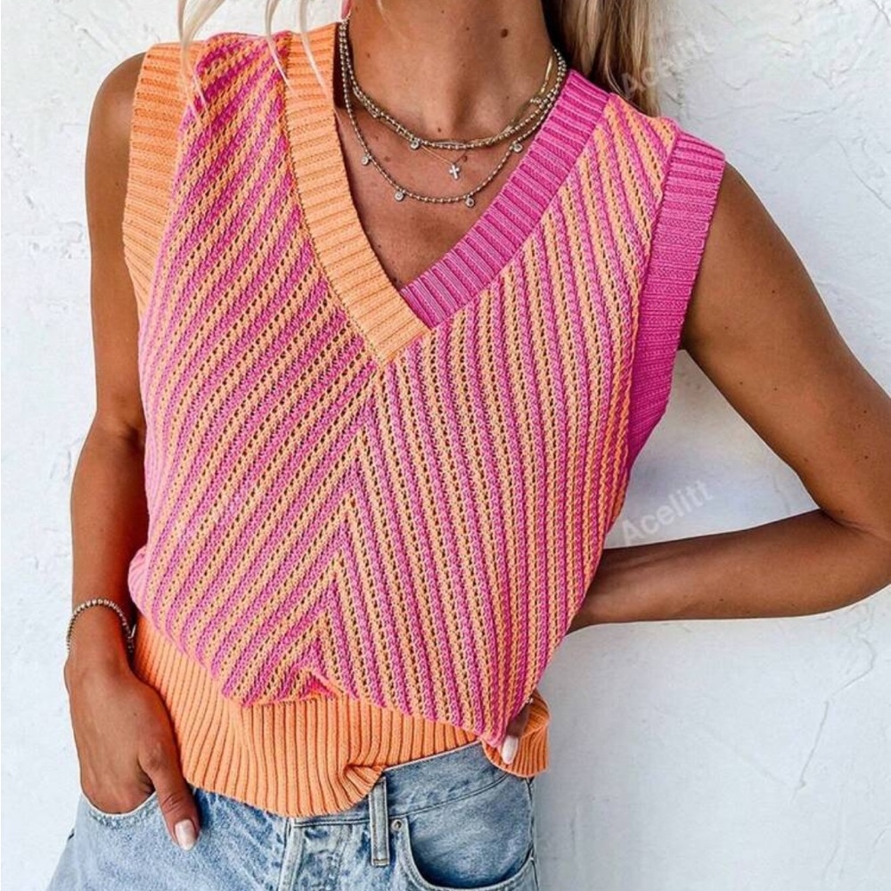 Women’s pink and orange sweater top